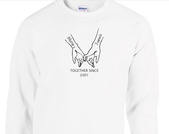 Custom Embroidered Couple Hoodie: Personalized Date, Anniversary Gift