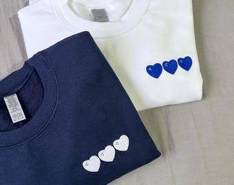 Custom Embroidery Initial Heart sleeve Hoodie, Personalized Valentines Sweatshirt, Embroidered Couples Outfit