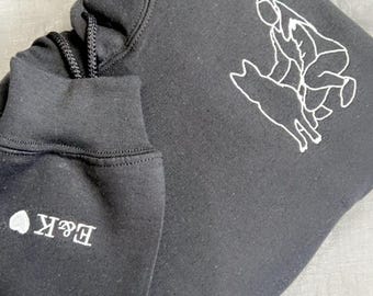 Custom Photo Embroidered Hoodie, Sketch from Photo, Personalised Couple or Family Portrait Hoodies, Line Art Embroidery Gift