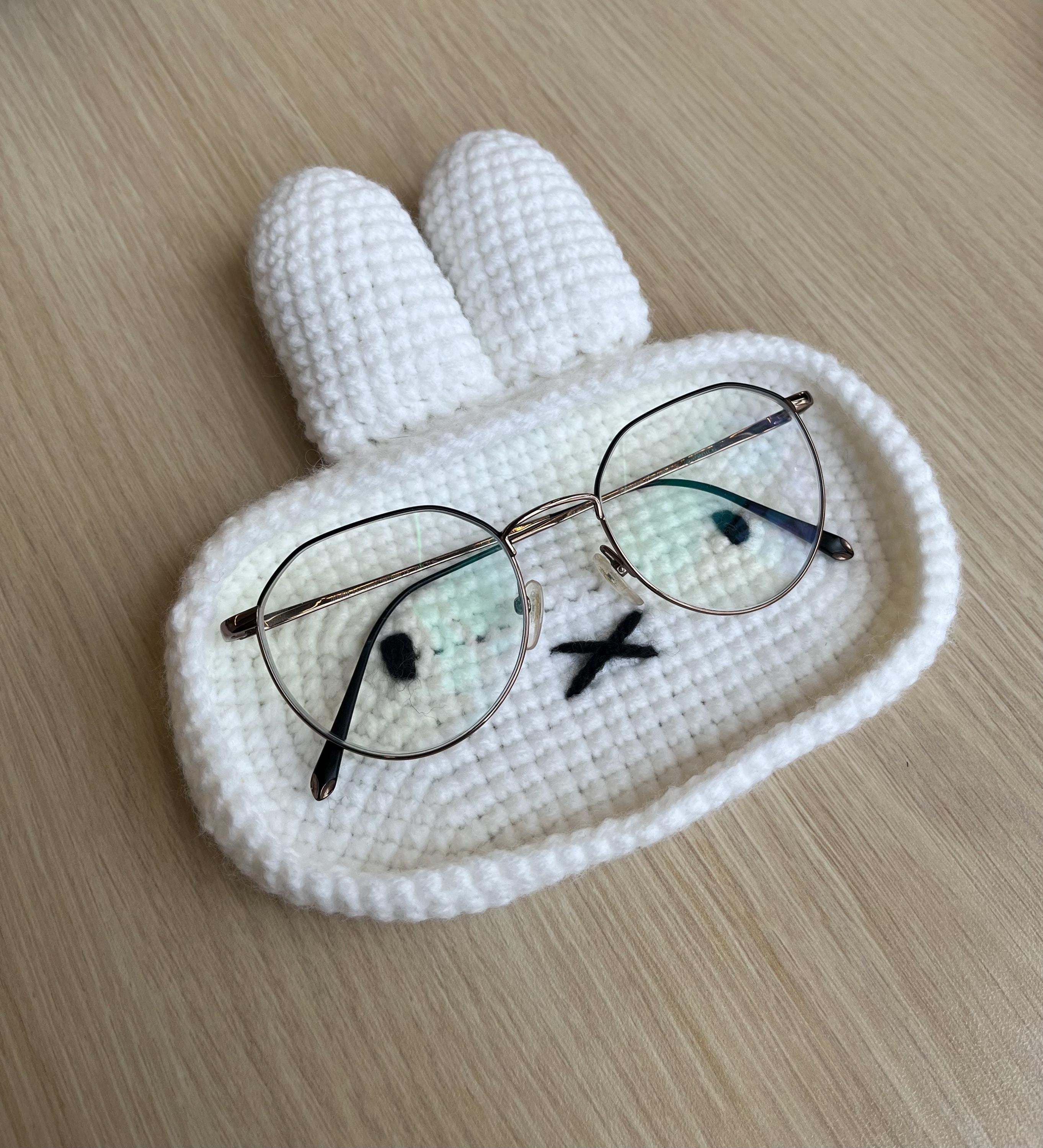 Crochet Miffy Glasses Tray, Bunny Eyeglasses Holder, Gifts for Friend, Girlfriend, Birthday, Handmade, Sunglasses, Accessories Trinkets Tray
