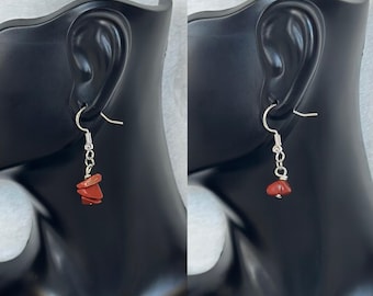 Hanging Red Jasper Earrings, Single Earrings, Stack Earrings