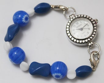 Heavenly Blue Interchangeable Beaded Single Strand Bracelet Watch Band