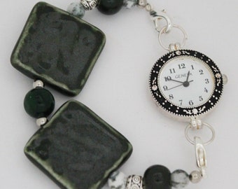 Glorious Green Interchangeable Beaded Single Strand Bracelet Watch Band