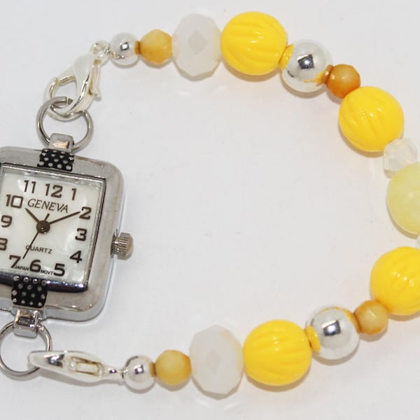 Sun Kissed Interchangeable Beaded Single Strand Bracelet Watch Band or Medical Alert Band