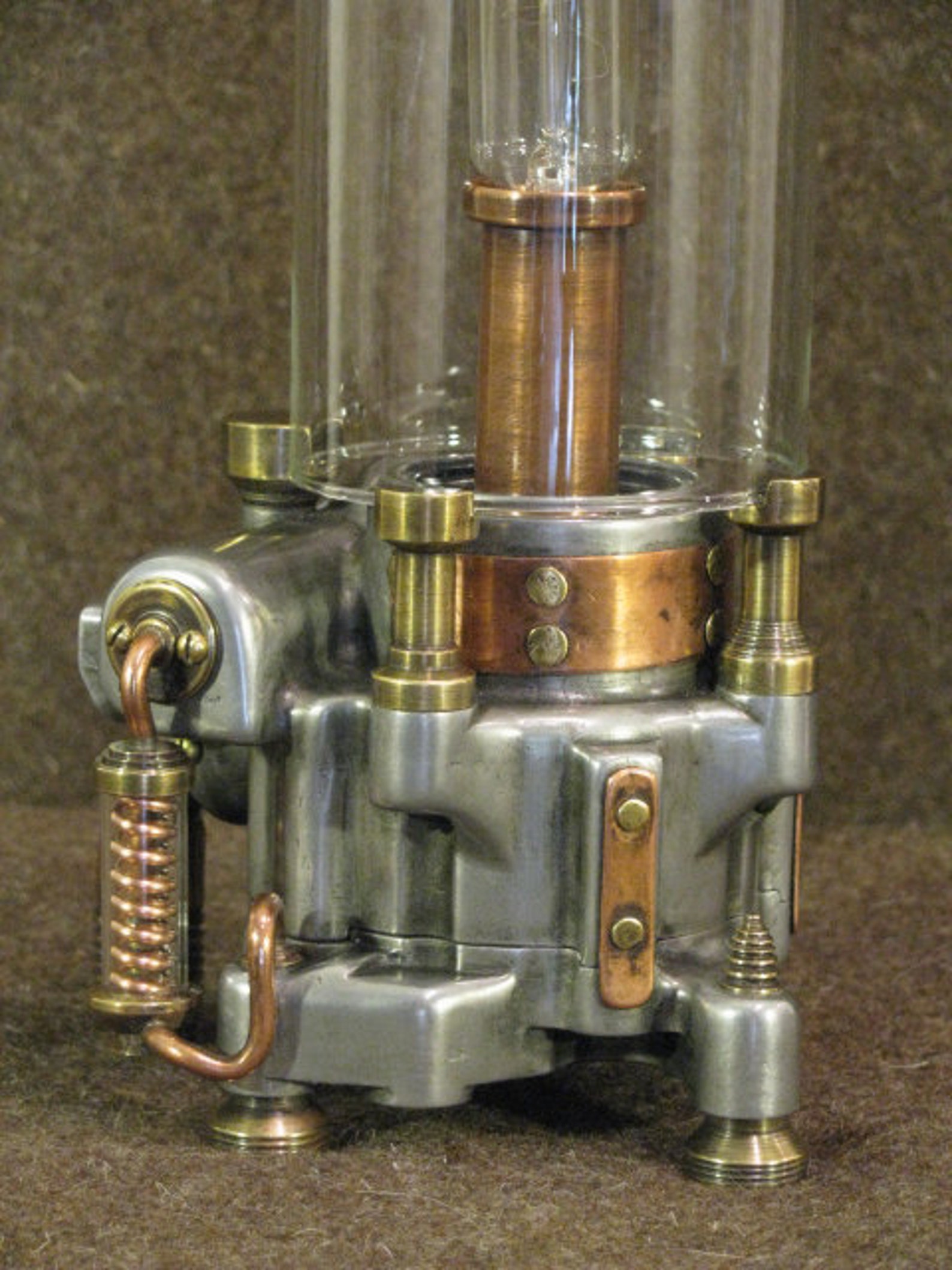 Electric lamp made with recycled metals and glass. Steampunk Etsy