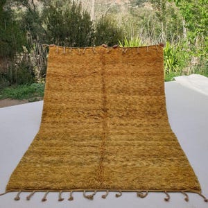 Golden Yellow Moroccan Rug, Handmade Wool Beni Ourain Berber Carpet, Soft Bohemian Area Rug, Custom Size Available