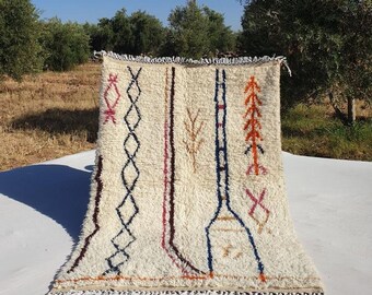 Multicolor Symbols Azilal Rug – Handmade Moroccan Wool Carpet – Abstract Tribal Berber Boho Decor – Free Express Shipping