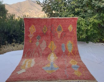 Orange Moroccan Rug - Handmade Berber Wool Carpet - Boujaad Rug - Colorful Tribal Bohemian Home Decor – Free Express Shipping