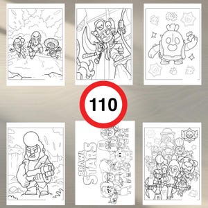 110 Seiten Brawl Stars Malbuch | Digitaler Download | Malvorlagen für Kinder | Lustige Malaktivität