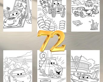 Cars Coloring Book: 72 Fun Pages for Kids (Digital Download)