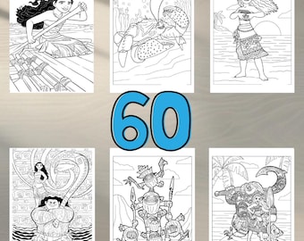 Moana-kleurboek: 60 leuke pagina's voor kinderen (digitale download)