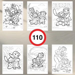 110 Pages Lilo and Stitch Coloring Book | Digital Download | Coloring Pages for Kids | Fun Coloring Activity