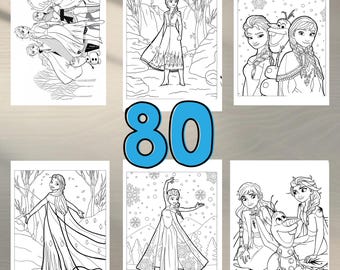 Libro da colorare Frozen da 80 pagine: attività divertenti per bambini (download digitale)