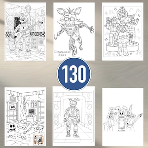 130 Pages Five Nights at Freddy&#39;s Coloring Book | Digital Download | Coloring Pages for Kids | Fun Coloring Activity