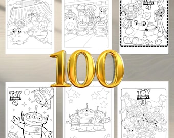 100 Pages Toy Story Coloring Book: Fun Activity (Digital Download)