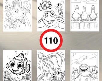 ニモとドリーのぬり絵：海の冒険、イラスト102点（PDF、JPG） - Etsy 日本