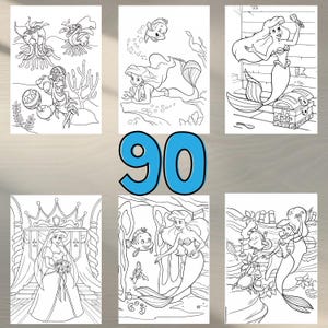 90 Pages The Little Mermaid Coloring Book | Digital Download | Coloring Pages for Kids | Fun Coloring Activity