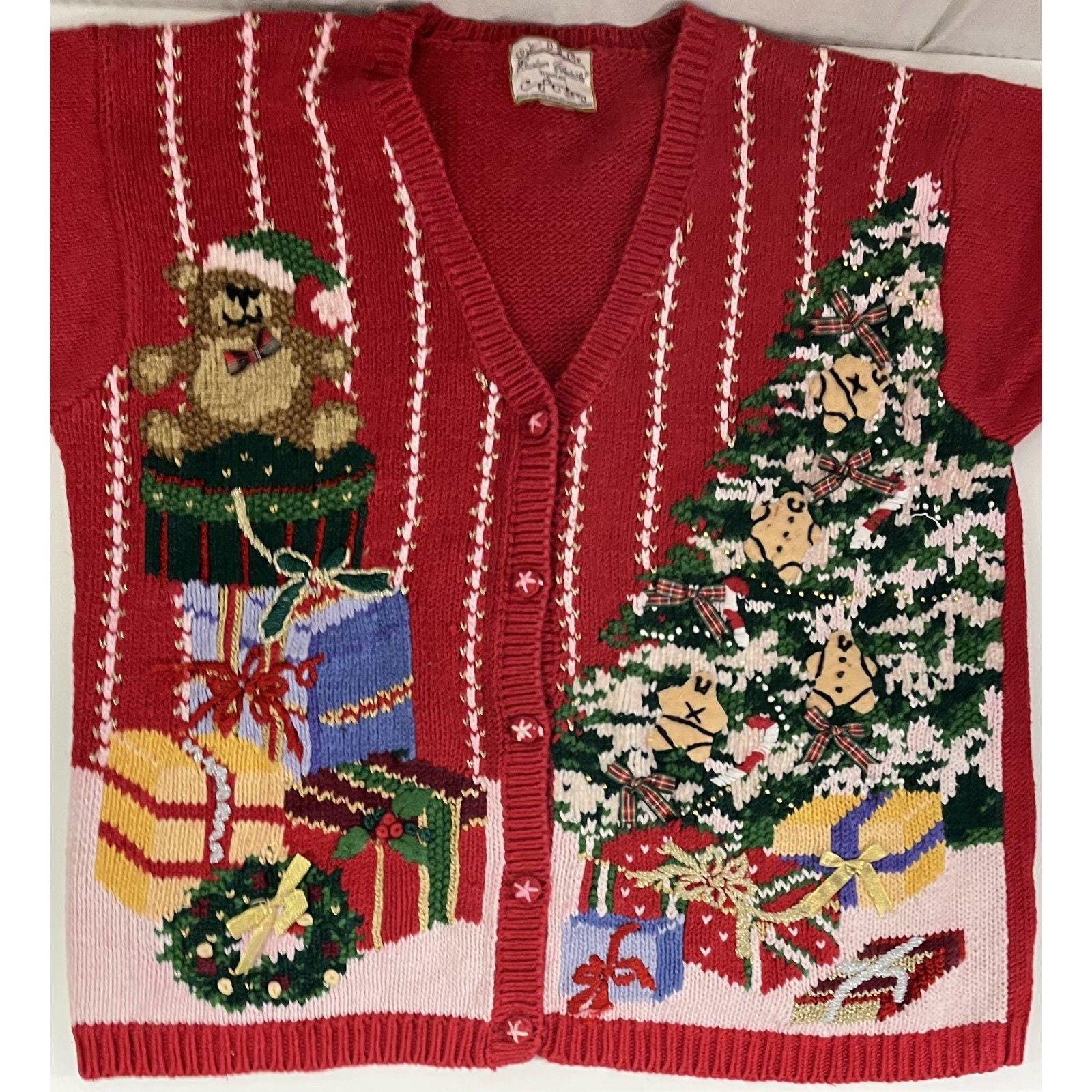Pull De Noël Vintage Heirloom Collectibles - Taille M - Rouge à Motifs - Occasion Excellent état