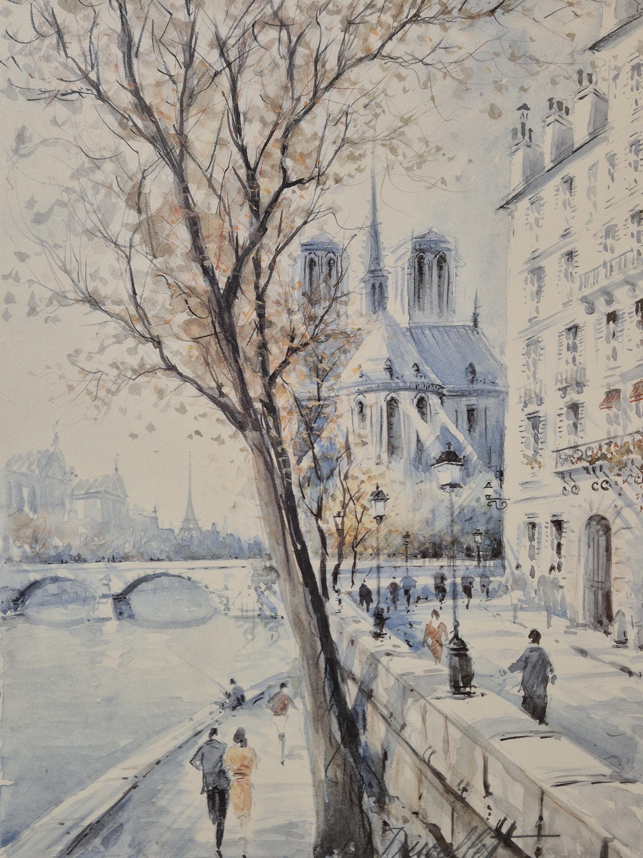 Claude Ducollet Paris Print – Notre Dame Seine Framed French Wall
