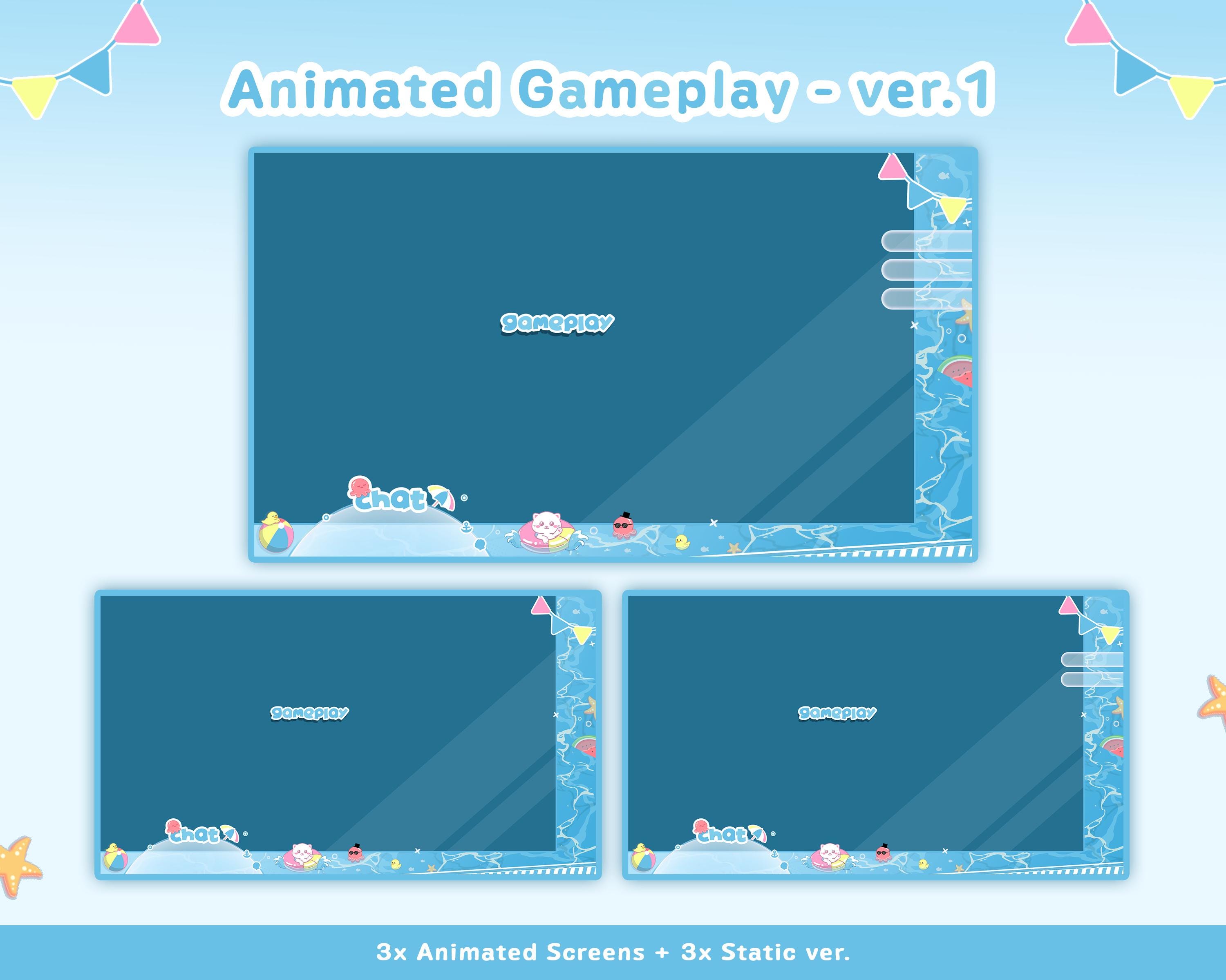 Funimate Overlay Summer Party Animated Stream Overlay Package – Cute Kawaii Vtuber ...