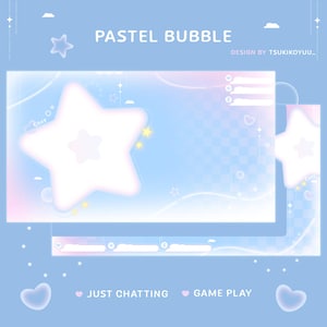 Stream Overlay - Pastel Bubble / Twitch overlay / Risorse Vtuber / Pastello rosa blu / Pacchetto streaming Kawaii carino / Vtuber