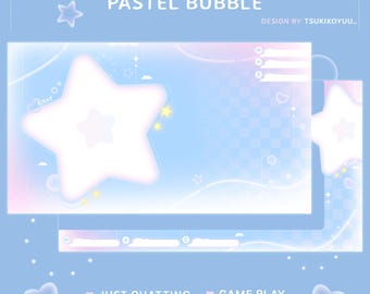 Pastel Bubble Stream Overlay – Cute Kawaii Vtuber Assets (Digital Download)