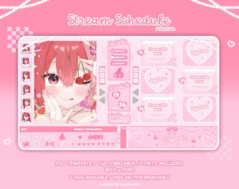 Pink Aesthetic Stream Schedule Template – VTuber/PNGtuber (PSD)