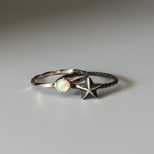 Nautical Star Stacking Ring. Sterling silver stacker jewelry mix and match. Superstar ring. image 2