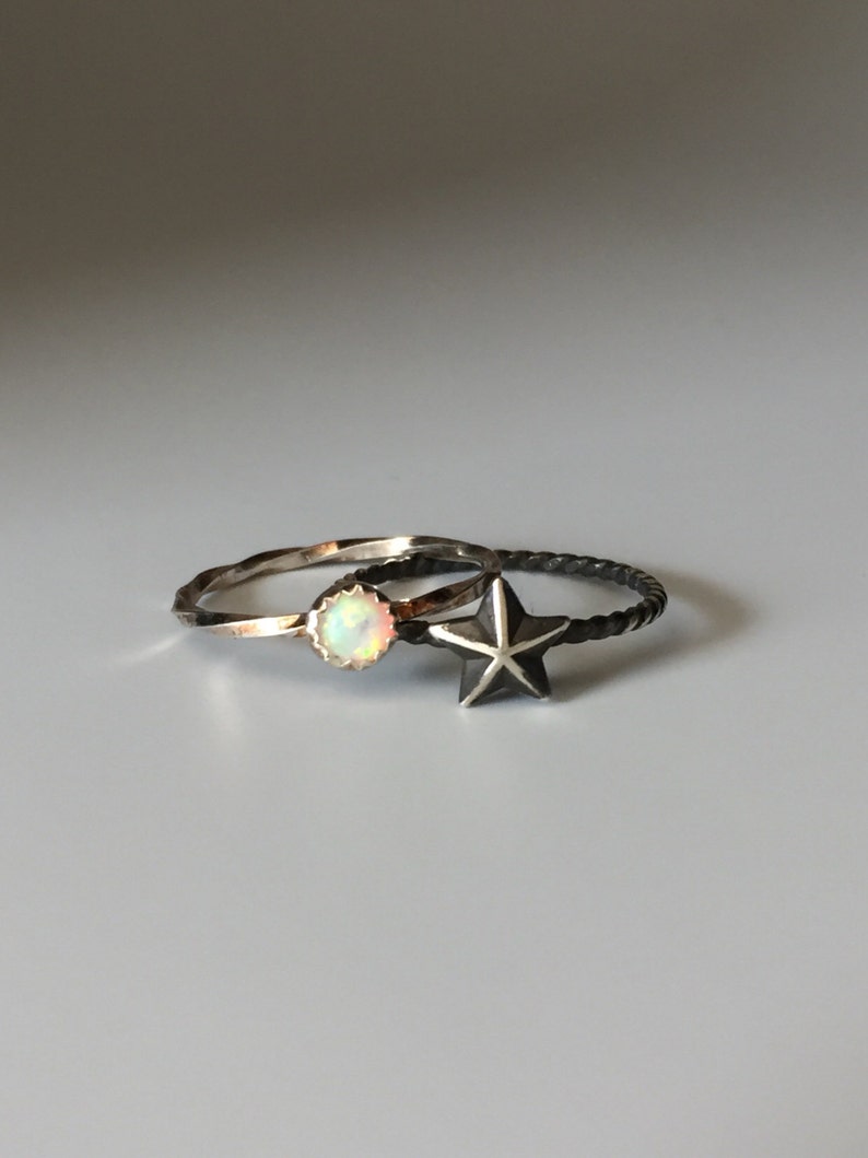 Nautical Star Stacking Ring. Sterling silver stacker jewelry mix and match. Superstar ring. image 2