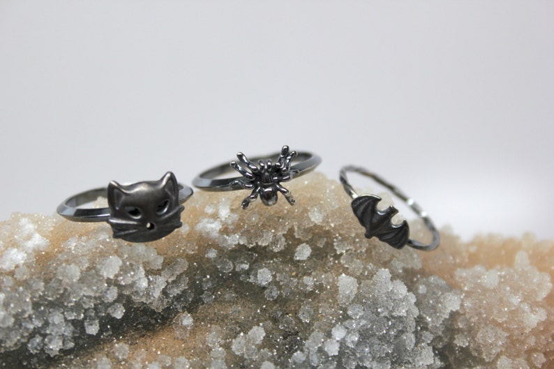 Spooky Sterling Silver Spider Ring. Sterling silver arachnid stacking ring. Halloween goth jewelry. image 4