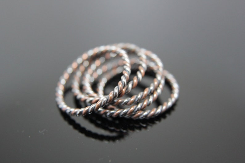 One Mixed Twist Band in Sterling Silver and Copper. Stacking Rings. image 3