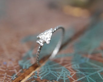 Arrowhead Stacking Ring. Sterling silver arrowhead ring. Aim straight arrow ring.