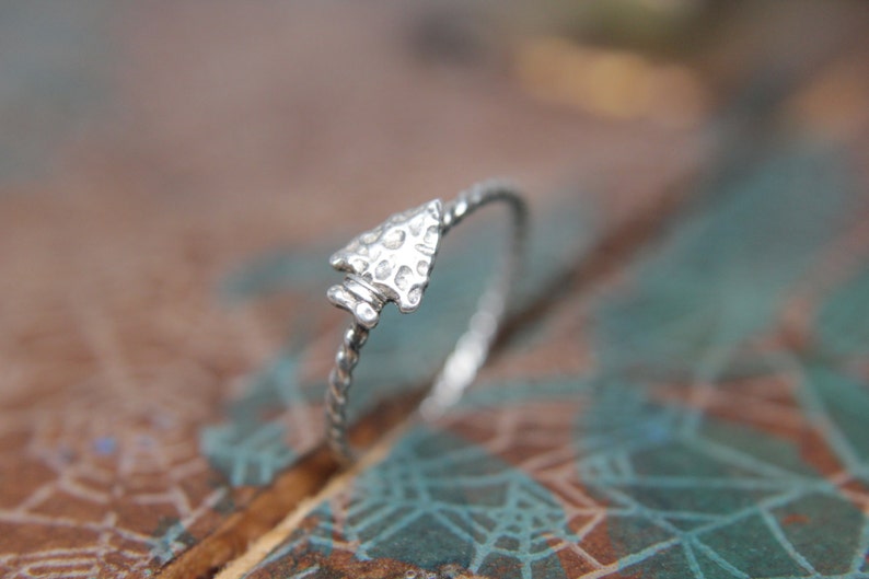 Arrowhead Stacking Ring. Sterling silver arrowhead ring. Aim straight arrow ring. image 1