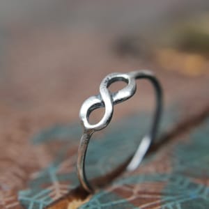 To Infinity Stacking Ring. Sterling silver infinity ring. Delicate dainty infinity symbol ring for your love.