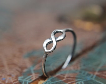 To Infinity Stacking Ring. Sterling silver infinity ring. Delicate dainty infinity symbol ring for your love.