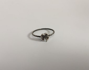 Four Leaf Clover Stacking Ring. Sterling silver stacker jewelry mix and match. Lucky charms clover jewelry.