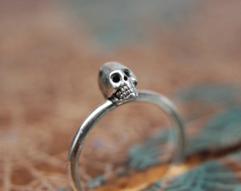 Dainty little skull stacking ring. Sterling silver skull ring. Sterling silver skull stacking ring.