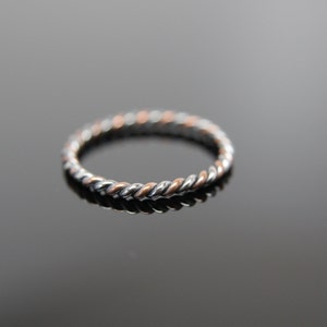One Mixed Twist Band in Sterling Silver and Copper. Stacking Rings. image 2