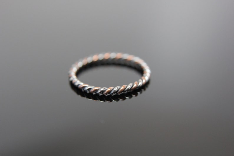 One Mixed Twist Band in Sterling Silver and Copper. Stacking Rings. image 2