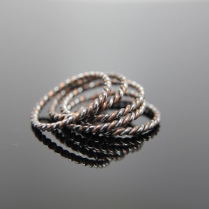 One Mixed Twist Band in Sterling Silver and Copper. Stacking Rings. image 1