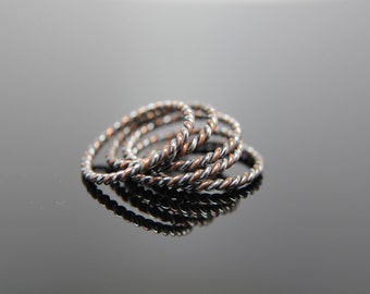 One Mixed Twist Band in Sterling Silver and Copper. Stacking Rings.