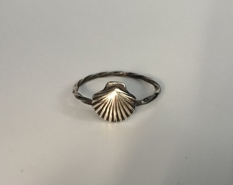 Sterling Silver Sea Shell Stacking Ring, Beach Jewelry