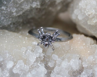 Sterling Silver Spider Ring, Spooky Halloween Stacking Jewelry