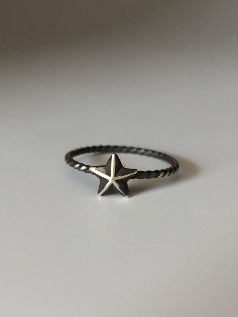 Nautical Star Stacking Ring. Sterling silver stacker jewelry mix and match. Superstar ring. image 1