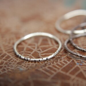 Textured wobble rings set. Seven sterling silver organic stacking rings. Hand textured stacking rings set. image 3