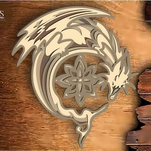 3D Dragon Mandala SVG: Laser Cut File for Cricut, Silhouette (Digital Download)