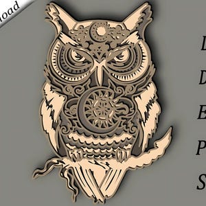 3D Layered Owl SVG: Laser Cut Papercut File (Digital Download)