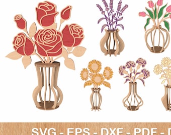 Laser Cut 3D Flower Vase SVG Template: Glowforge Vector Plan