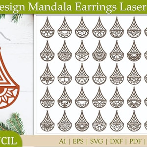 Laser Cut Mandala Earrings SVG Bundle: Boho Jewelry Designs (Digital Download