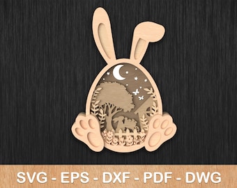Layered Easter Bunny Egg Ornament SVG Set (Digital Download)